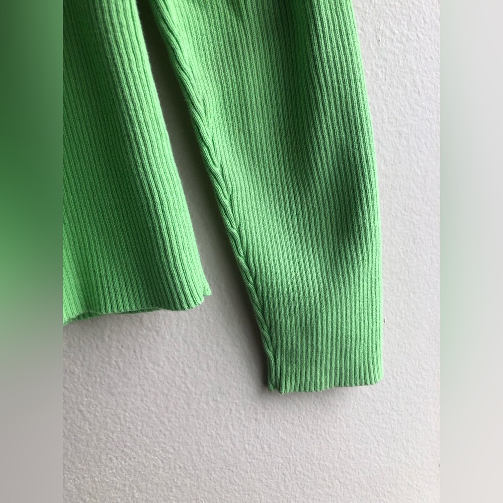 Lauren Ralph Lauren Neon Green Turtleneck Sweater Size Medium - Picture 4 of 10